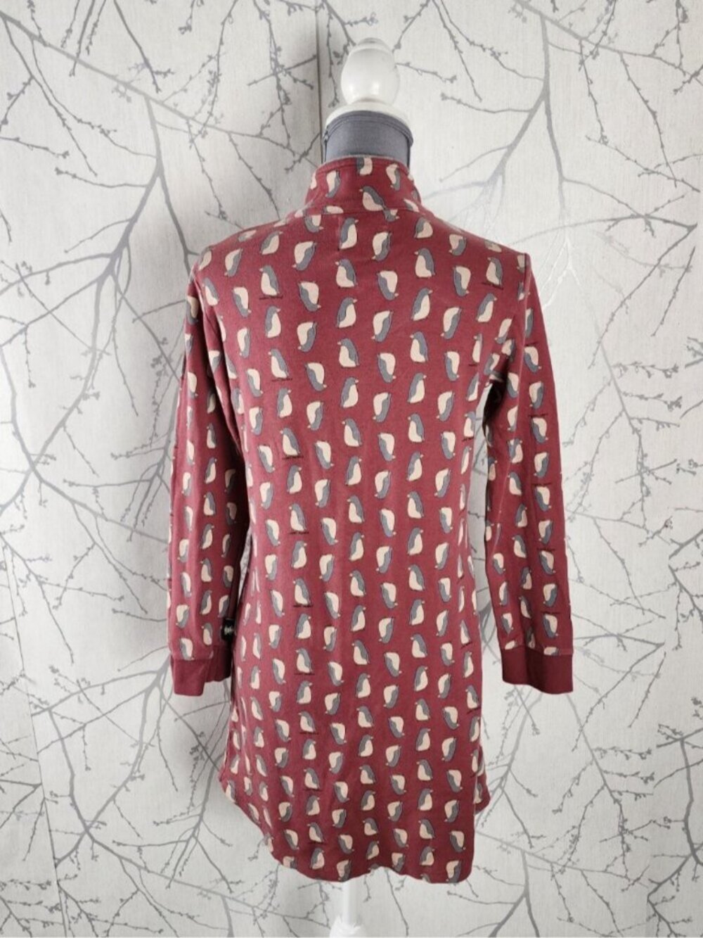 Happy People Red Penguins Print Cotton Jersey Button Front Shirt Dress - Picture 4 of 7